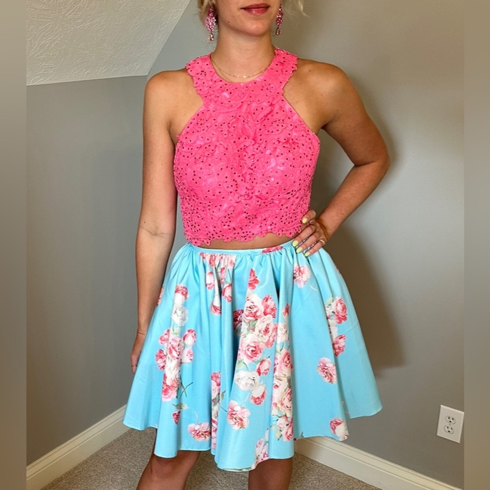 Sherri Hill 32245 Floral Two Piece Halter